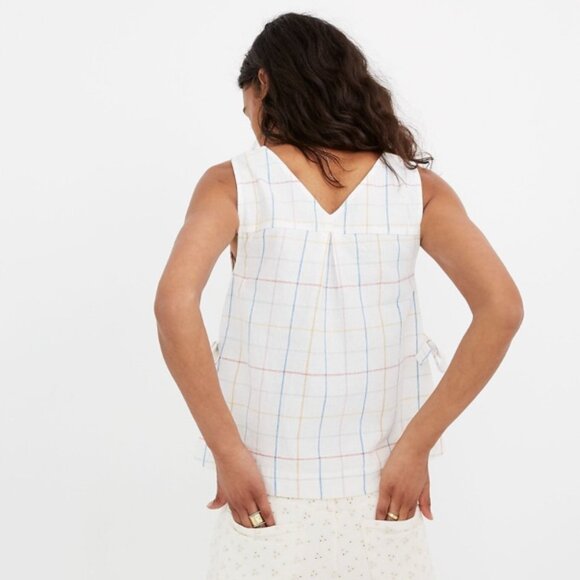 Madewell Side-Tie Tank Top in Windowpane S - Picture 4 of 8